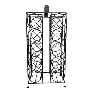 Vintage Black Iron 10-Bottle Wine Rack With Geometric Design For Sale