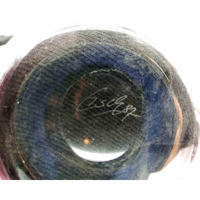 Vintage Engraved Art Glass Vase, Italy, 1987 For Sale - Image 4 of 5