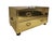 Striking Campaign Revival trunk table or low chest clad entirely in sheet brass and secured with a dense grid of...