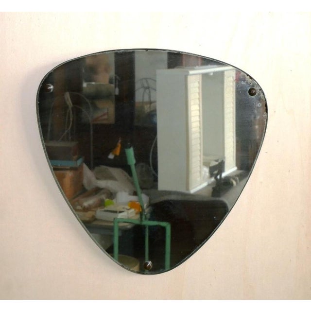CODE 2531-01 1950s-60s triangular mirror. Italian Modernism Small triangular mirror. On the front are three mirror fixing...