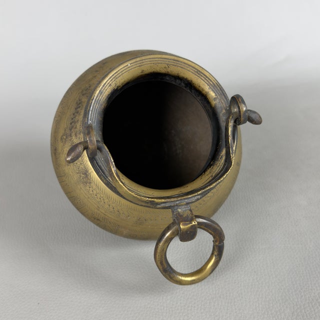 Antique 20th Century Indian Ritual Lota Vase in Engraved Brass For Sale - Image 5 of 9