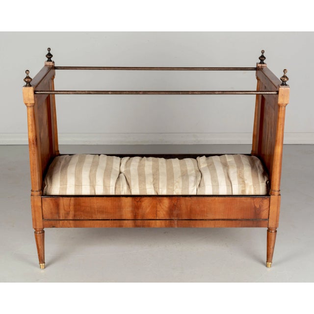 Wood 19th Century Napoleon III Child's Bed, Solid Cherry Wood, Hand-Crafted For Sale - Image 7 of 12
