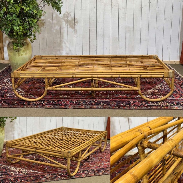 Vintage Rattan and Bamboo Daybed, 1960s For Sale - Image 3 of 17