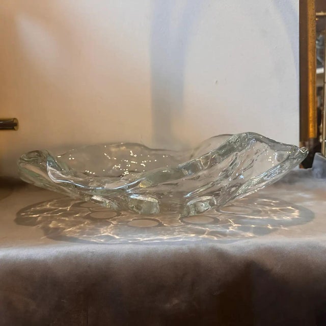 Glass 1970s Modernist Clear Murano Glass Oval Italian Centerpiece For Sale - Image 7 of 12