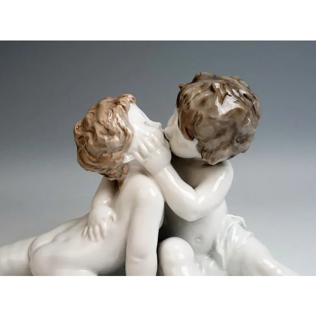 Large Art Deco Figure Group Young Love by J. Limburg Rosenthal, Germany, 1920s For Sale - Image 3 of 7