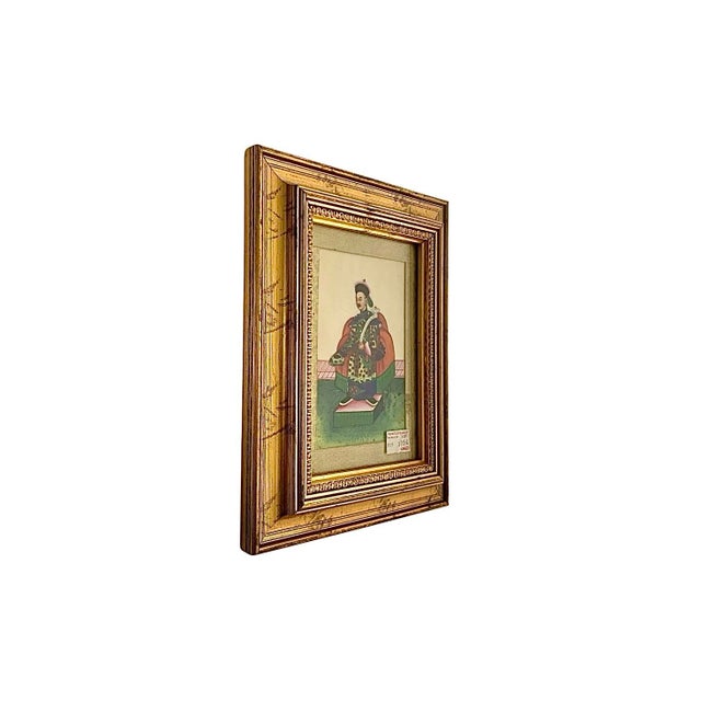 Folk Art Antique 19th C Chinese Art Pith Painting Emperor Court Folk Art Oriental Decor For Sale - Image 3 of 5