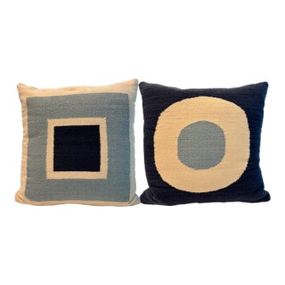 Late 20th Century Geometric Wool Needlepoint Pillows Early Jonathan Adler – A Pair For Sale