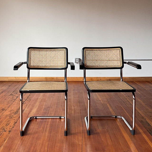 The Marcel Breuer Cane Cesca armchair is an iconic design features the revolutionary cantilever structure. Featuring a...