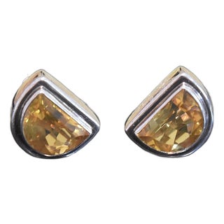 Lori Bonn Sterling Silver Citrine Clip on Earrings, Pair For Sale