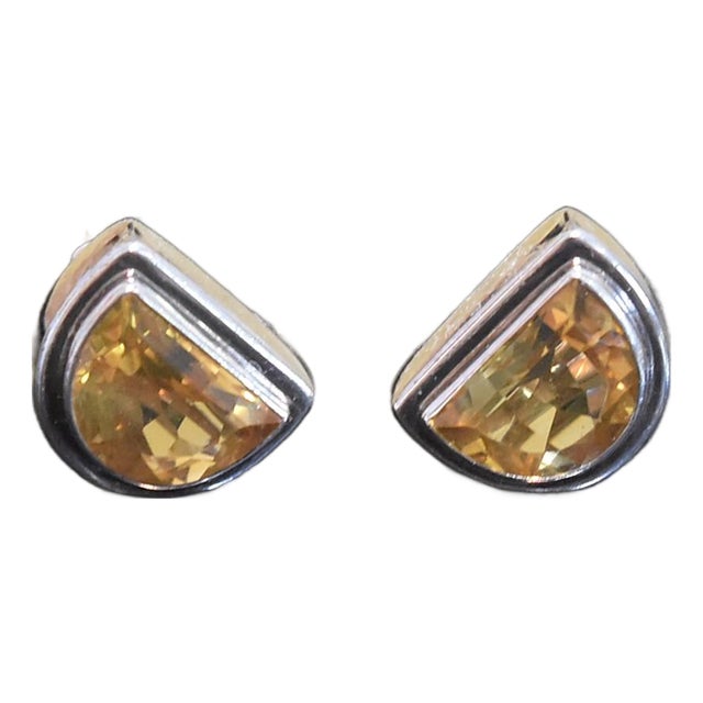 Lori Bonn Sterling Silver Citrine Clip on Earrings, Pair For Sale