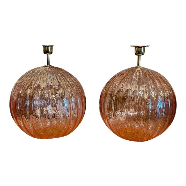 Pair of Murano Globe Lamps For Sale