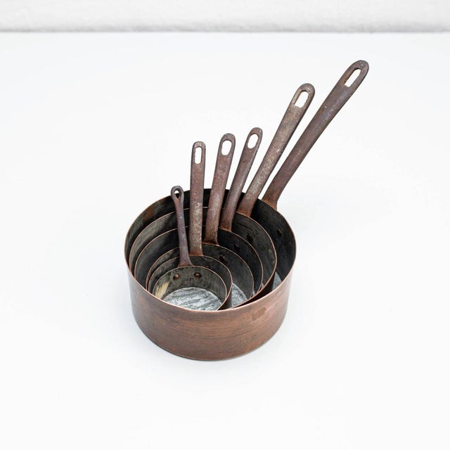 Vintage Spanish Brass Pots, 1950, Set of 6 For Sale - Image 15 of 16