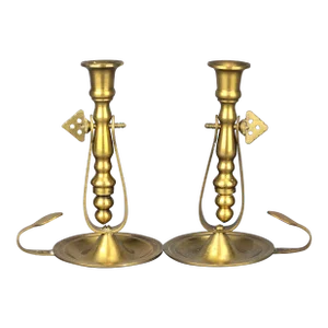 Pair of Vintage Brass Ship Gimbal Nautical Candle Holders Nautical Candlesticks or Wall Sconces