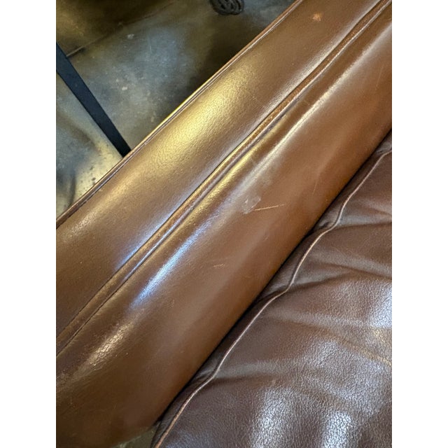 Metal 1970s Mid Century Leather Swivel Club Chair For Sale - Image 7 of 9