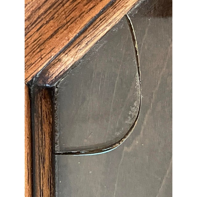 Antique Tea Cart With Brass Inlay, Wood Framed Glass Tray Top For Sale - Image 17 of 18
