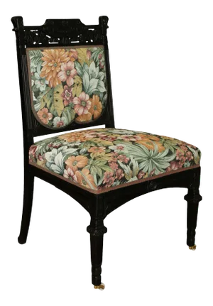 Antique Ebonized Aesthetic Carved Side Chair