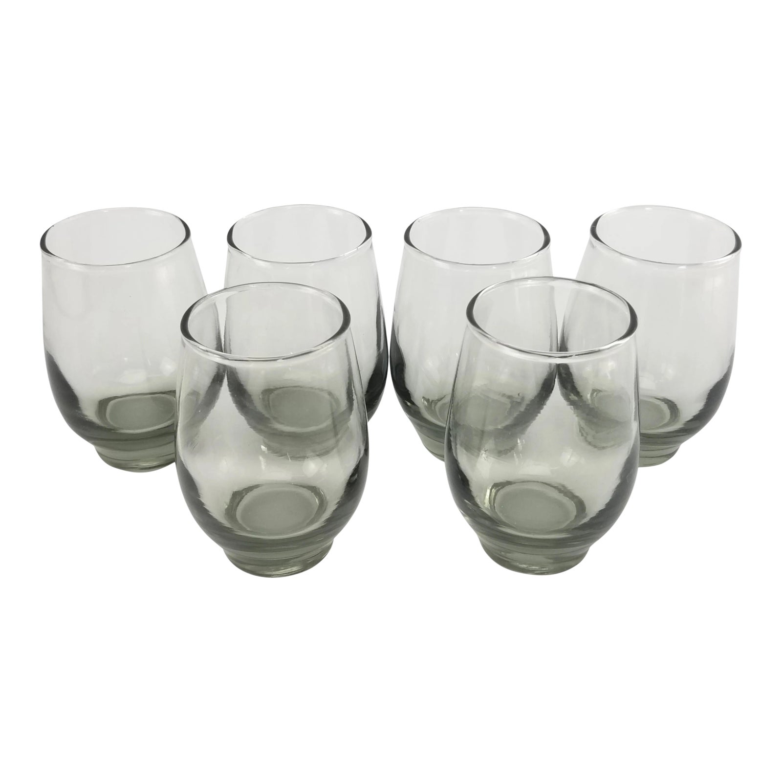 Vintage Libbey Cordial Glasses Rounded Weighted Base Smoke Glass