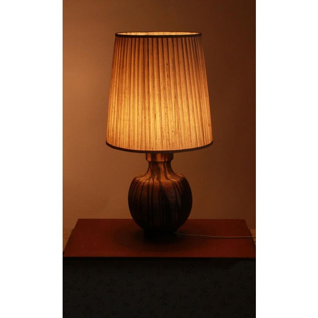 Majolica Ceramic Table Lamp with Pleated Shade from Karlsruher Majolika, 1965 For Sale - Image 6 of 13