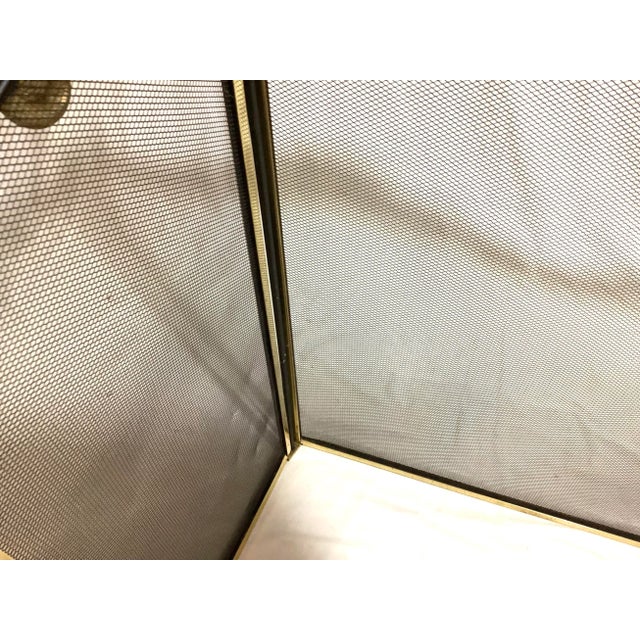 Vintage French Style Brass and Mesh Fireplace Screen For Sale - Image 10 of 10
