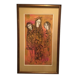 1970s Susan Bolt Mixed Media Serigraph Procession For Sale