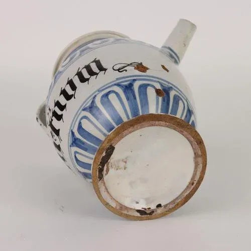 Blue 18th Century Pharmacy Jug Majolica Man, Bassano, Italy For Sale - Image 8 of 9