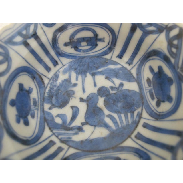 Antique Chinese Kraak Blue Porcelain Crow Bird Wanli Style Cup Bowl For Sale - Image 11 of 11