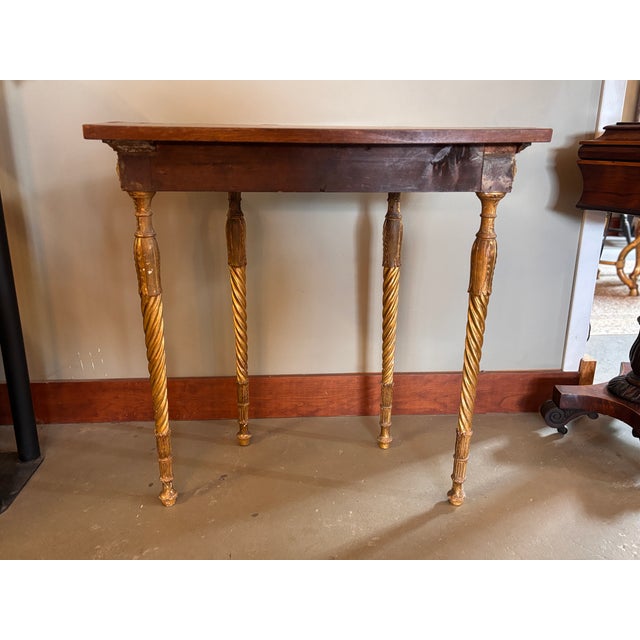Antique Giltwood Demi-Lune Console Table With Satinwood Inlay For Sale In Minneapolis - Image 6 of 16