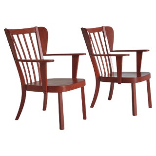 Danish Canada Armchairs in Stained Beech by Fritz Hansen, 1940s, Set of 2 For Sale