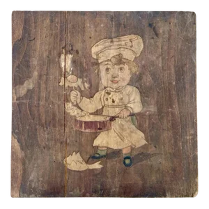 1930s Vintage French Baker Wall Plaque – Hand-Painted Wooden Sign