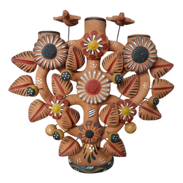 Mexican Tree of Life Terracotta Chandelier, 1970s For Sale