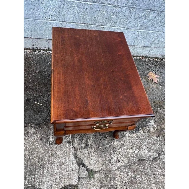Wood Late 20th Century Hammary Furniture Pair of Queen Anne Style Solid Cherry Side End Tables For Sale - Image 7 of 11
