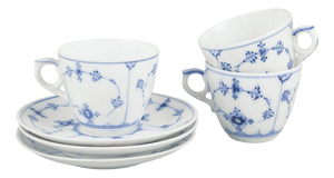 Blue Fluted Plain Coffee Cups and Saucers from Royal Copenhagen, Early 20th Century, Set of 6