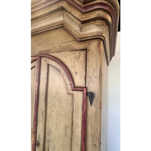 Large European Style Old World Hand-Painted Bar Drinks Liquor Armoire Cabinet Pull Out Shelf For Sale - Image 9 of 16