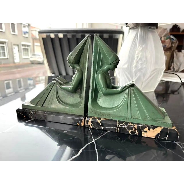Vintage French Art Deco Bookends by Max Le Verrier, 1930, Set of 2 For Sale - Image 14 of 15
