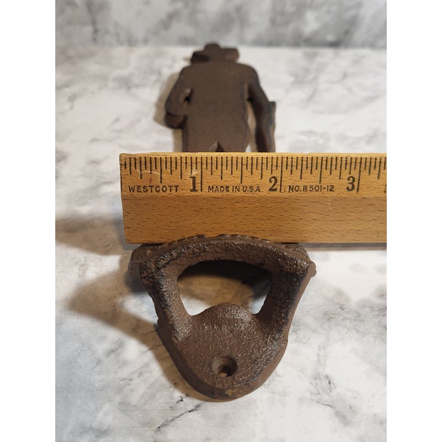 Metal 1950s Cast Iron John Wayne Bottle Opener For Sale - Image 7 of 8