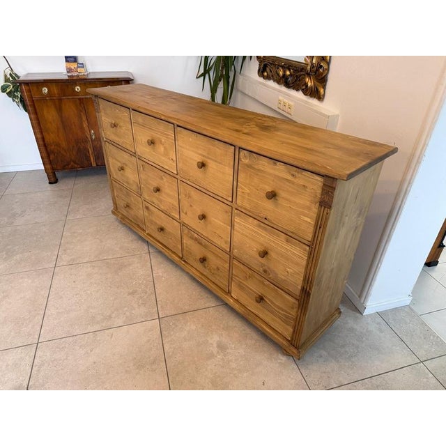 Rustic Chest of 12 Drawers in Softwood For Sale - Image 5 of 12