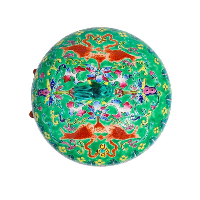 Chinese Porcelain Covered Storage Jar, C. 1870 For Sale - Image 10 of 13