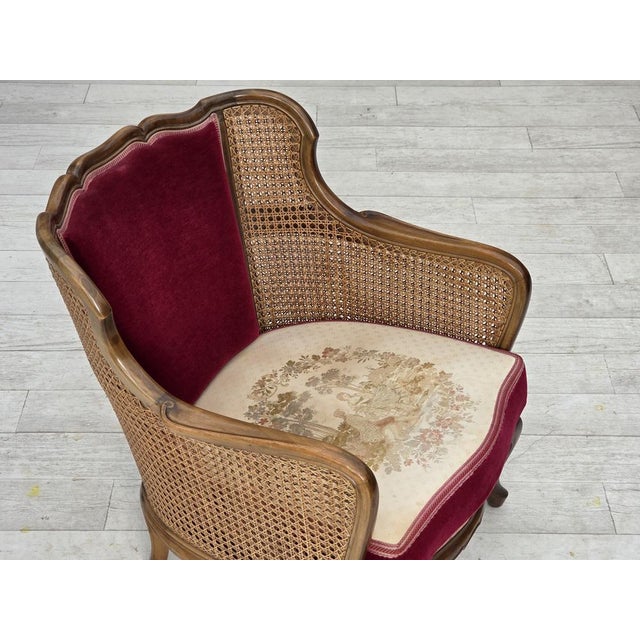 Danish Armchair in Velour and Ash, 1950s For Sale - Image 14 of 18