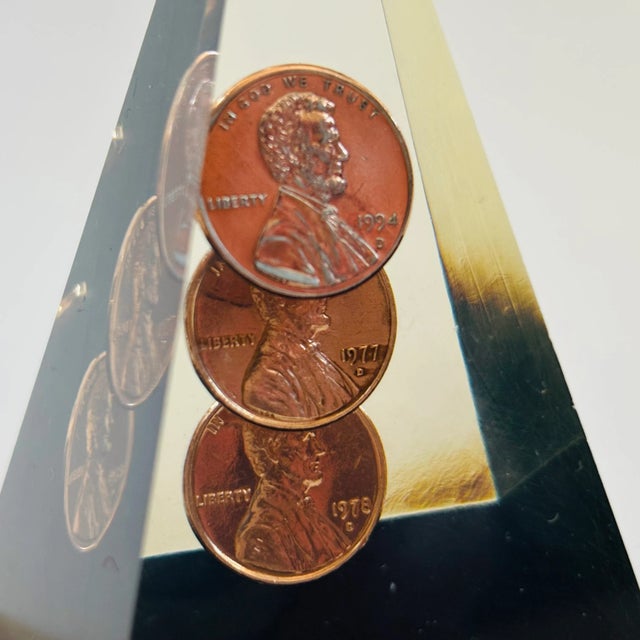 Postmodern Lucite Penny Paperweight - Reno For Sale - Image 3 of 8