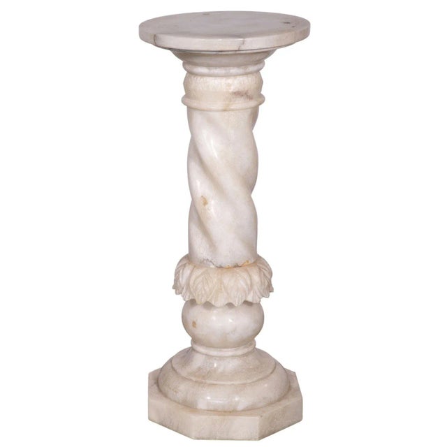 Late 19th Century Italian Marble & Alabaster Sculpture With Pedestal For Sale - Image 4 of 8