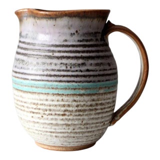 Vintage Signed Studio Pottery Pitcher For Sale