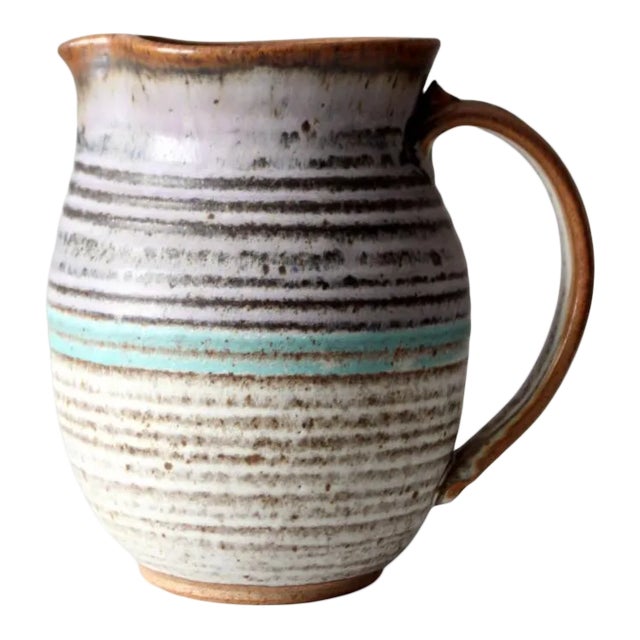 Vintage Signed Studio Pottery Pitcher For Sale