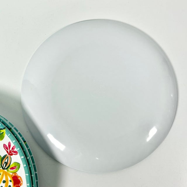 Vintage Boho Chic Coastal Flora Melamine Luncheon Plates - Set of 6 For Sale - Image 9 of 9