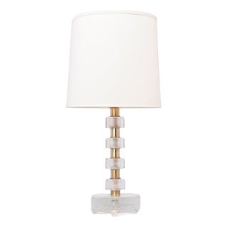 Crystal and Brass Table Lamp by Orrefors for Vitrika, 1960s For Sale