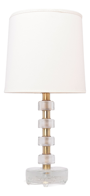 Crystal and Brass Table Lamp by Orrefors for Vitrika, 1960s