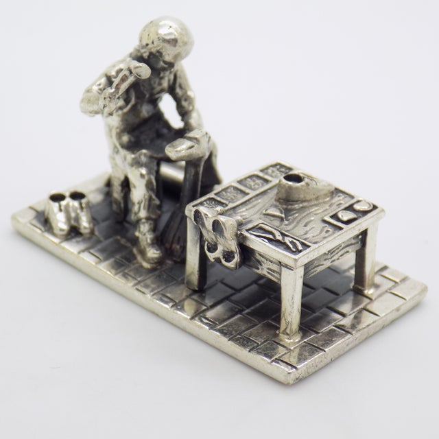1980s Vintage Italian Handmade Sterling Silver Cobblers Workshop Figurine, 1980s For Sale - Image 5 of 14