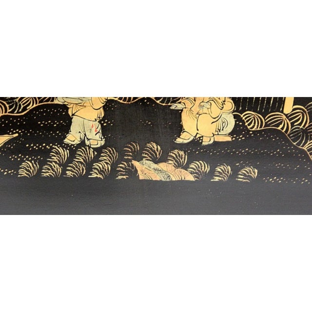 Large Napoleon III Japonaiserie Wooden Box Painted Black, Mid-19th Century For Sale - Image 17 of 18