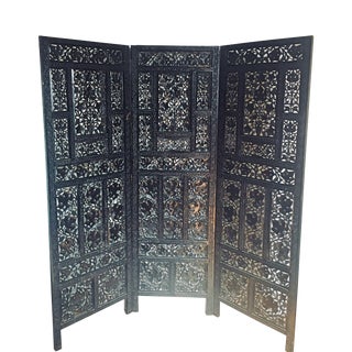 Aesthetic Movement Style Ebonized Tri-Panel Folding Screen For Sale