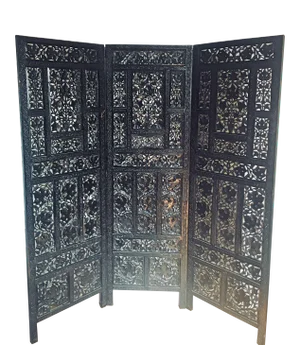 Aesthetic Movement Style Ebonized Tri-Panel Folding Screen