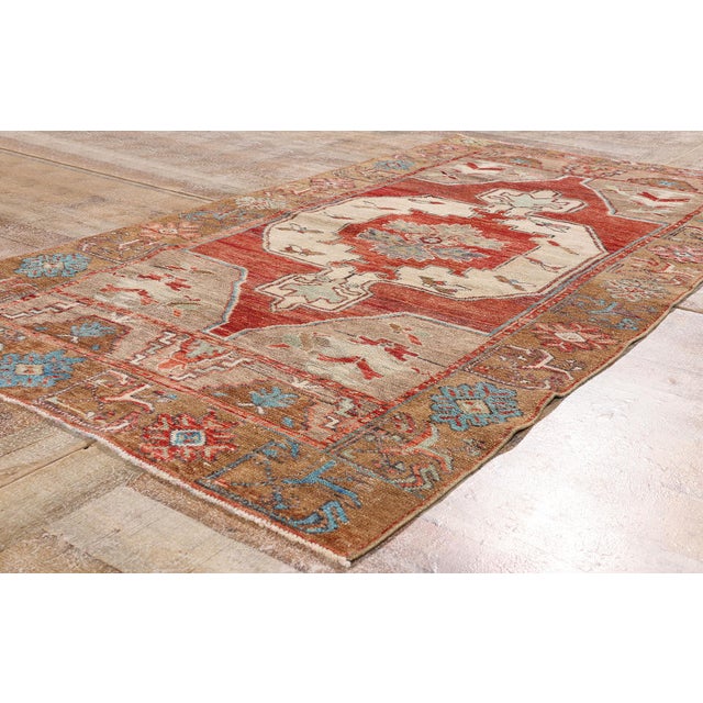 Red Vintage Turkish Oushak Rug, 03'09 X 07'03 For Sale - Image 8 of 10